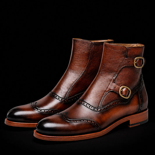 The Tanner – Brown Patina Calf Leather Ankle Boots | Leather Shoe