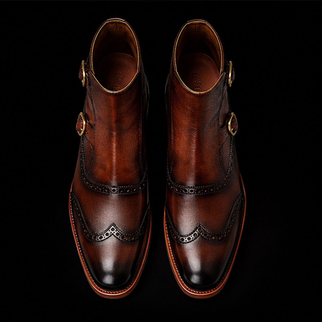 The Tanner – Brown Patina Calf Leather Ankle Boots | Leather Shoe