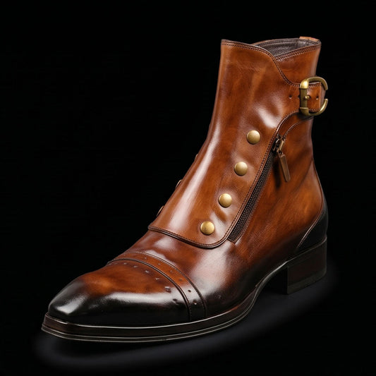 The Toffee – Brown Patina Military Ankle Boots | Leather Shoe