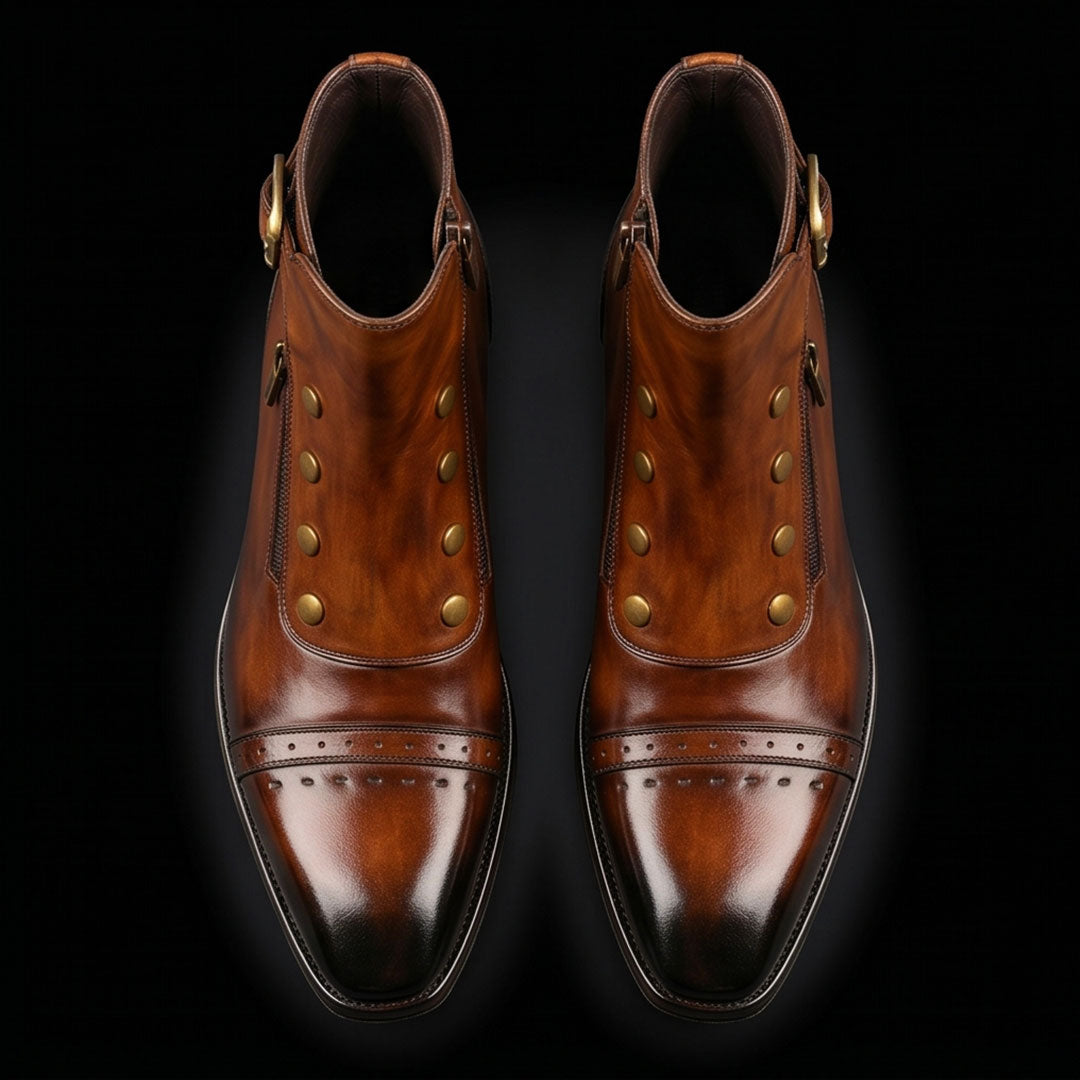 The Toffee – Brown Patina Military Ankle Boots | Leather Shoe