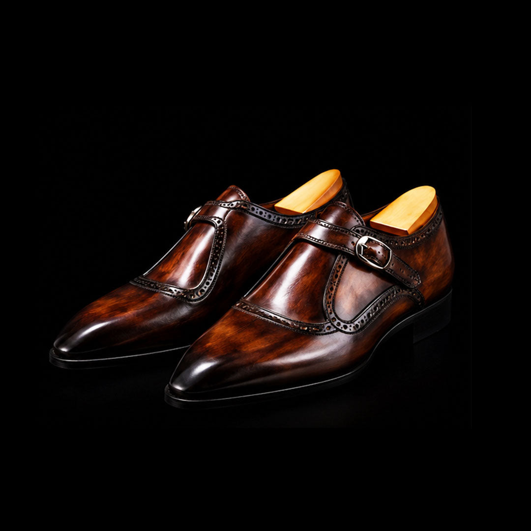 The Count – Brown Patina Monk Style Derby | Leather Shoe