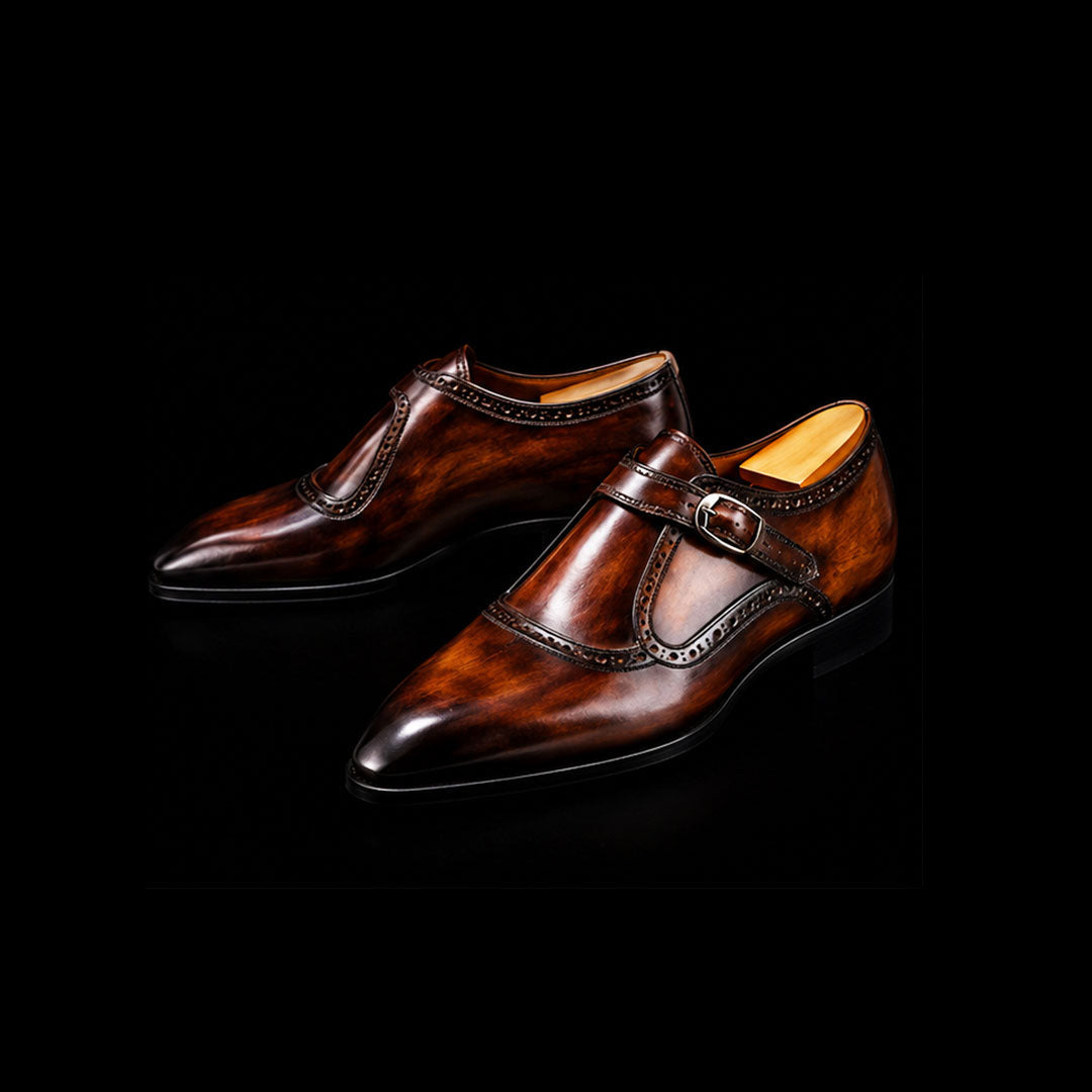 The Count – Brown Patina Monk Style Derby | Leather Shoe