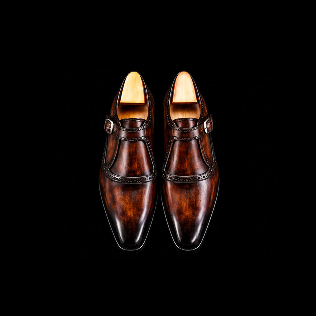 The Count – Brown Patina Monk Style Derby | Leather Shoe