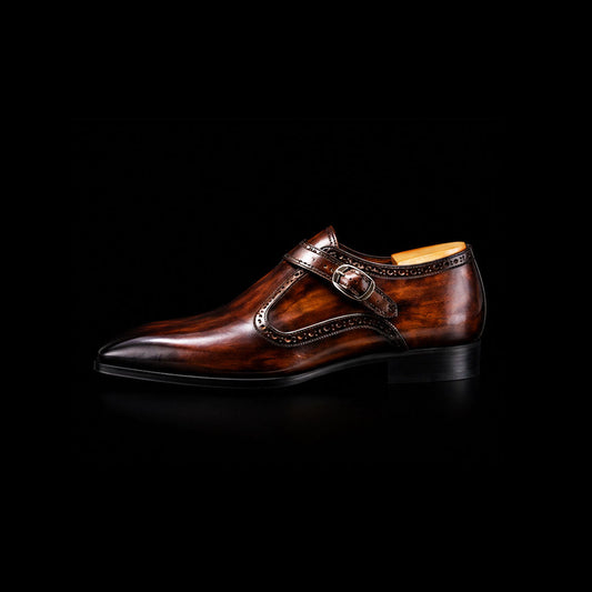 The Count – Brown Patina Monk Style Derby | Leather Shoe