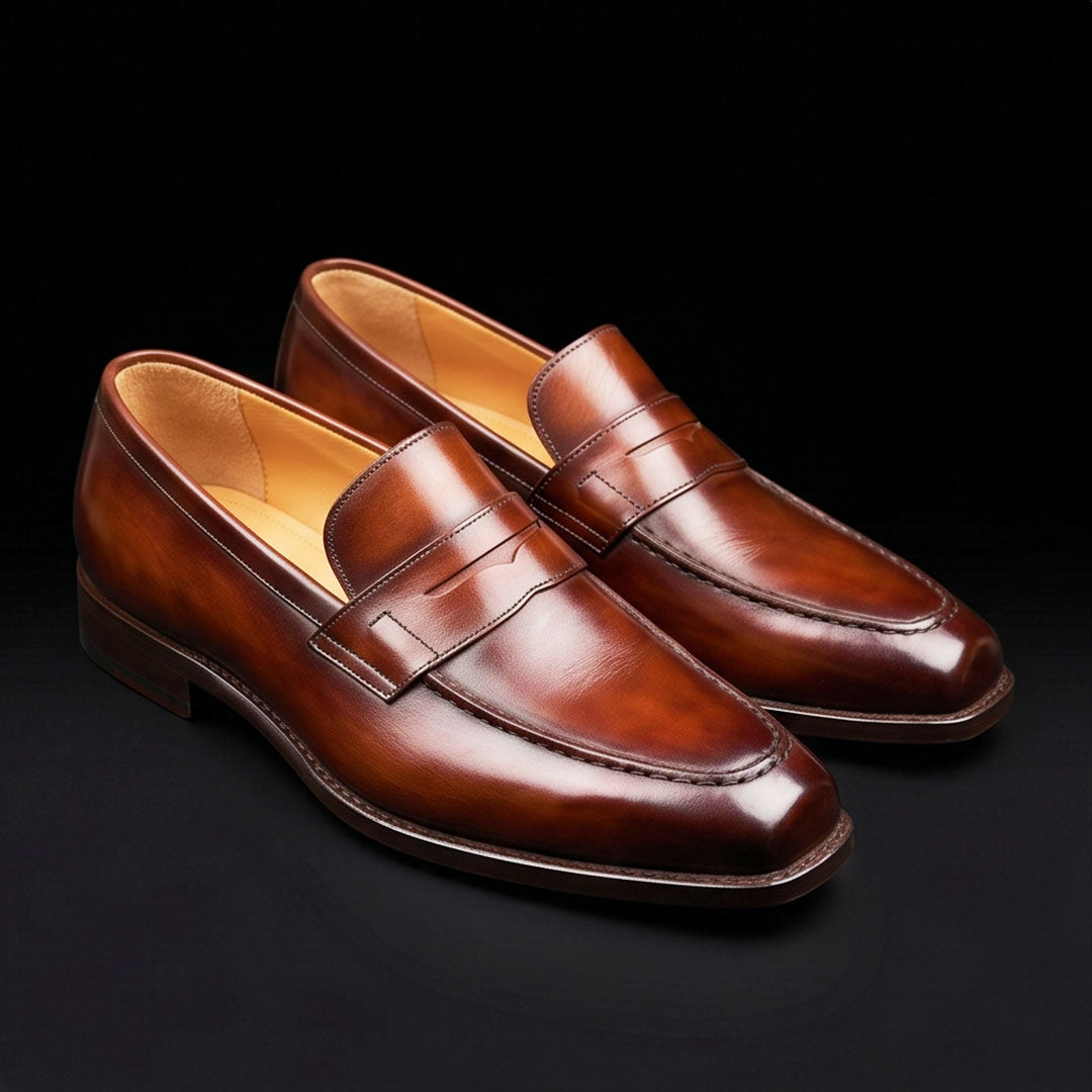 The Amber – Brown Patina Calf Leather Penny Loafer | Leather Shoe