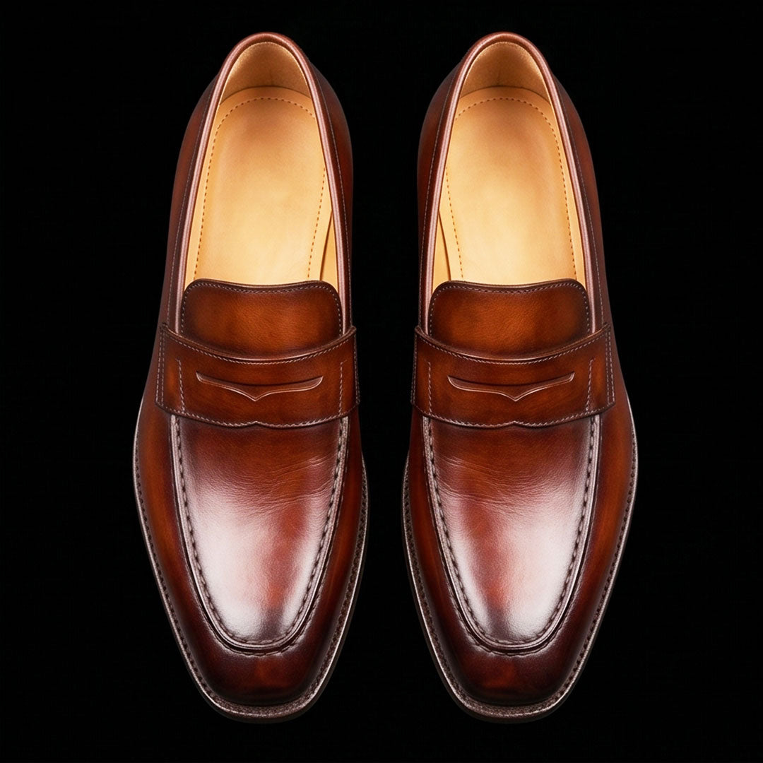 The Amber – Brown Patina Calf Leather Penny Loafer | Leather Shoe