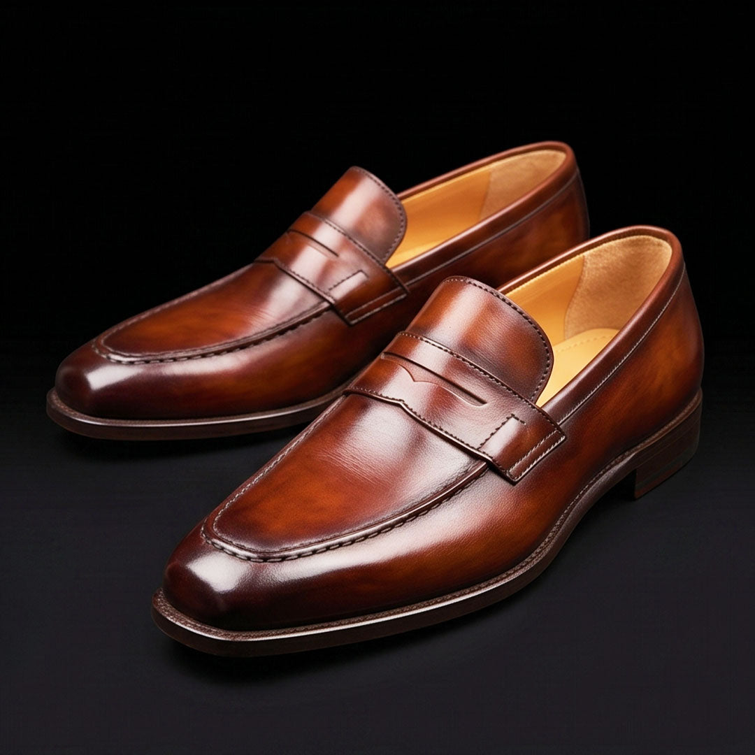 The Amber – Brown Patina Calf Leather Penny Loafer | Leather Shoe