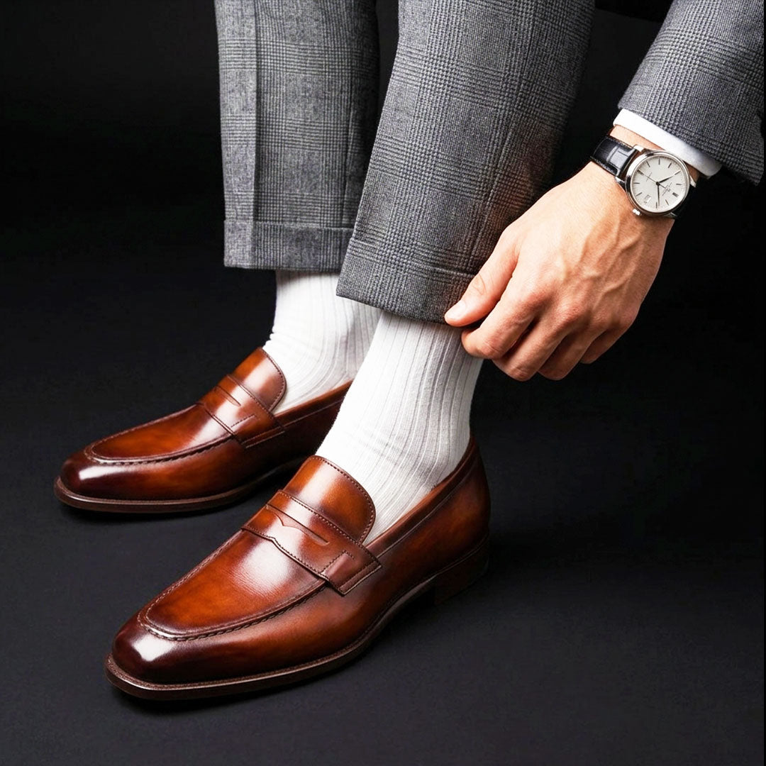The Amber – Brown Patina Calf Leather Penny Loafer | Leather Shoe