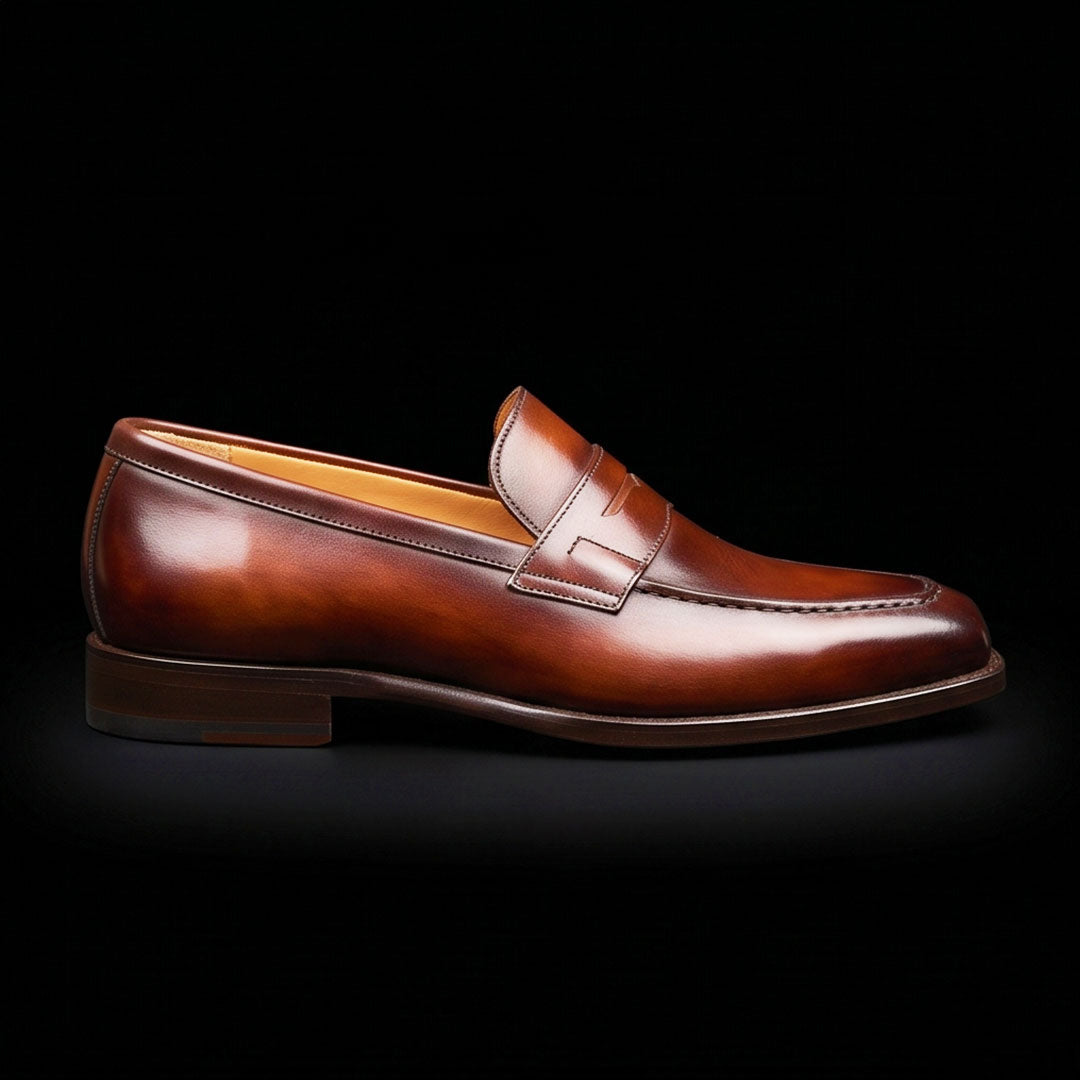 The Amber – Brown Patina Calf Leather Penny Loafer | Leather Shoe