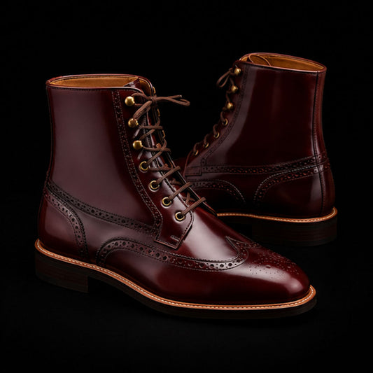 The Umber – Brown Patina Wingtip Ankle Boots | Leather Shoe