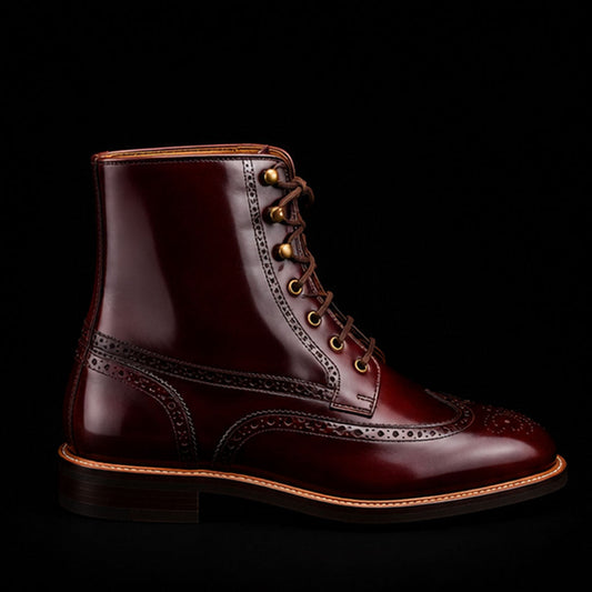The Umber – Brown Patina Wingtip Ankle Boots | Leather Shoe