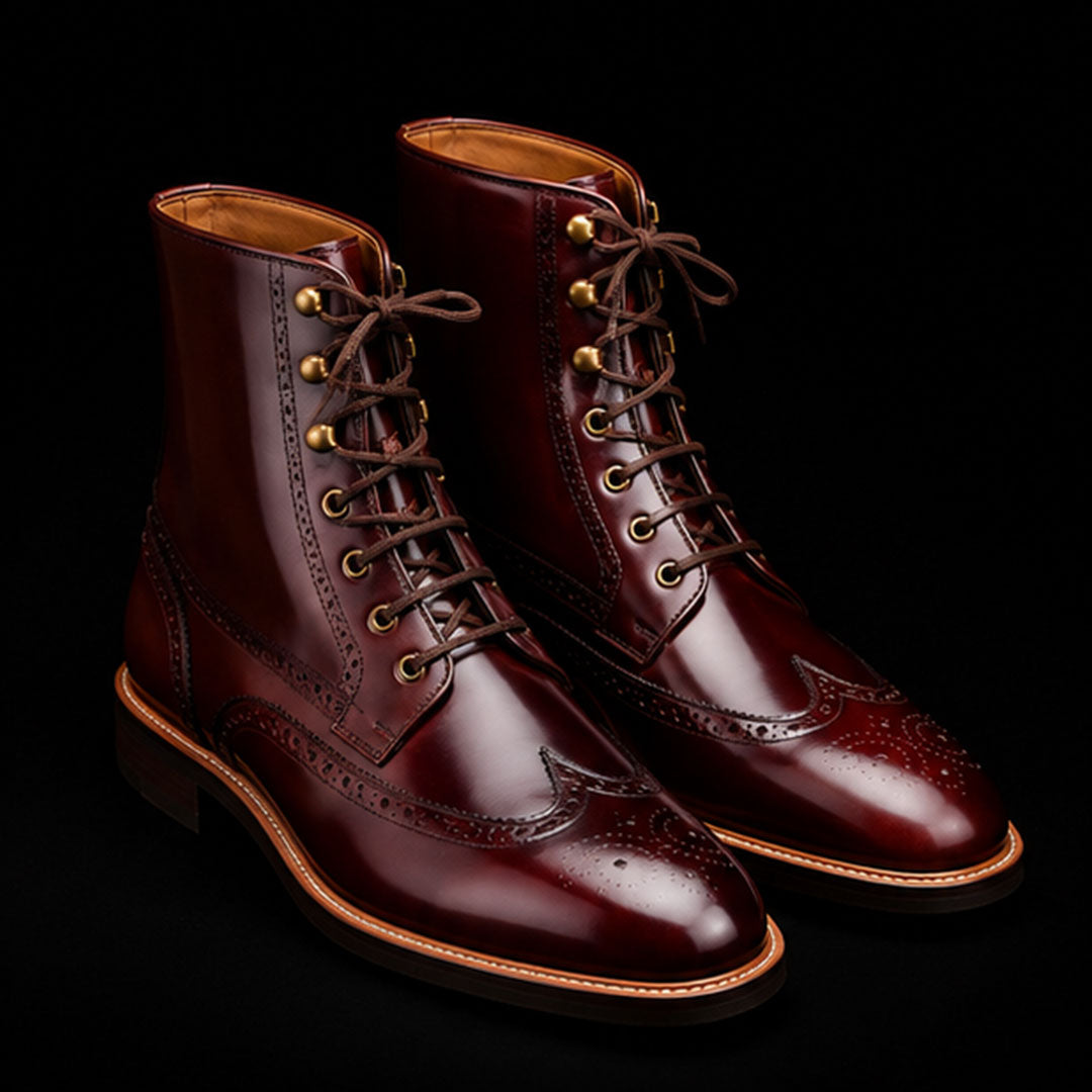 The Umber – Brown Patina Wingtip Ankle Boots | Leather Shoe