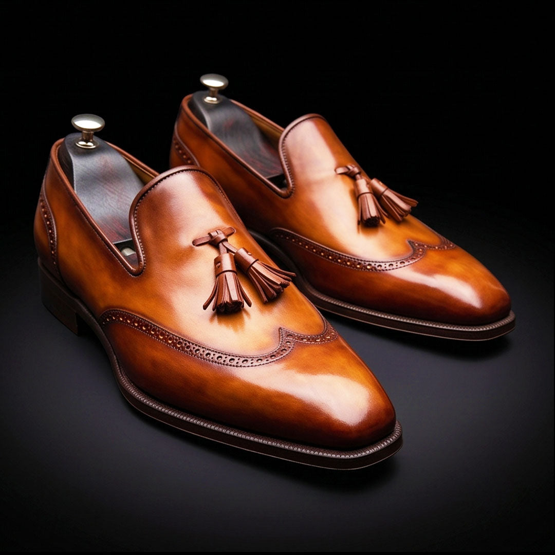 The Cremona – Brown Patina Wingtip Tassel Loafer | Leather Shoe