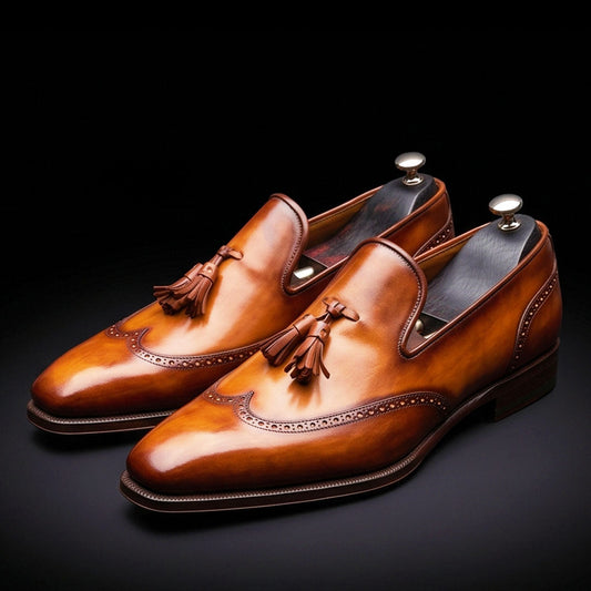 The Cremona – Brown Patina Wingtip Tassel Loafer | Leather Shoe