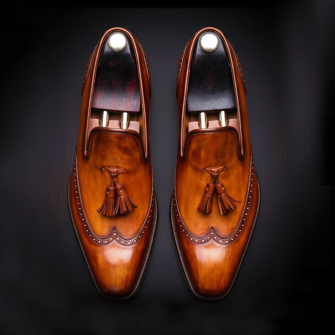 The Cremona – Brown Patina Wingtip Tassel Loafer | Leather Shoe