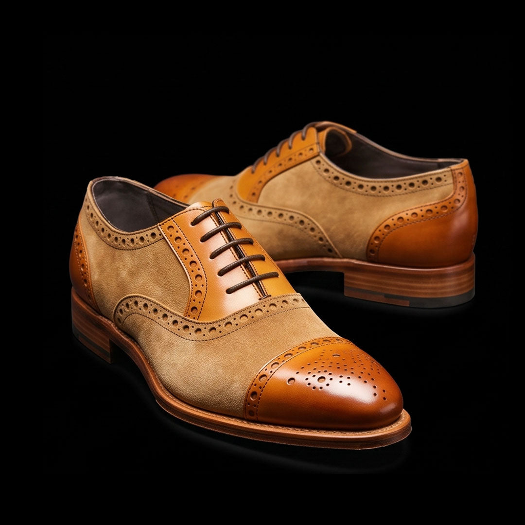 The Gusset – Dual Tone Brown Suede Cap Toe Oxford | Leather Shoe