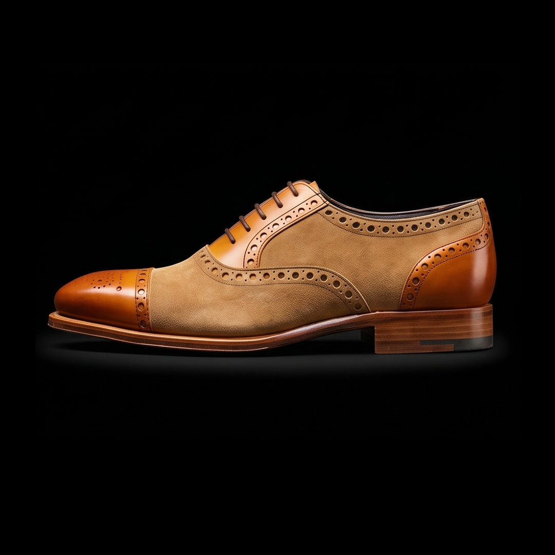 The Gusset – Dual Tone Brown Suede Cap Toe Oxford | Leather Shoe