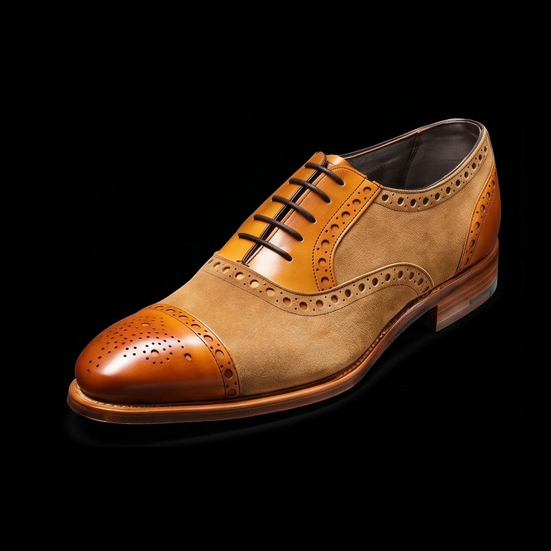 The Gusset – Dual Tone Brown Suede Cap Toe Oxford | Leather Shoe