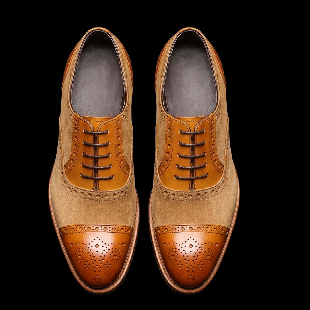 The Gusset – Dual Tone Brown Suede Cap Toe Oxford | Leather Shoe
