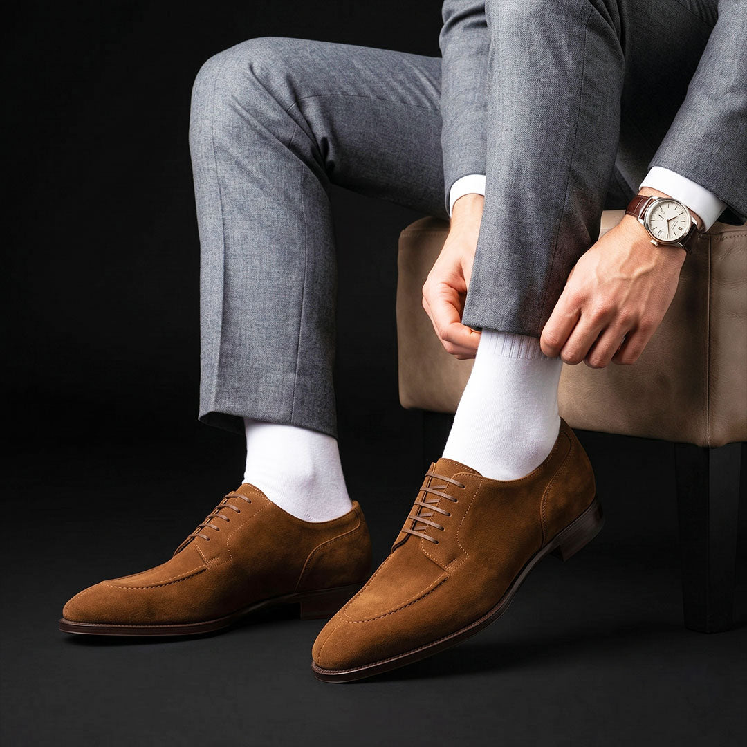 The Ferrara – Brown Suede Slip-Toe Formal Oxford | Leather Shoe