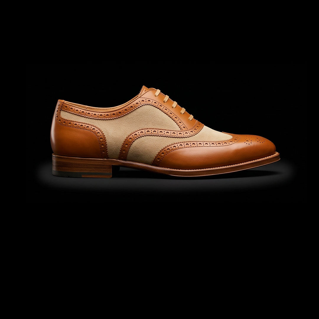 The Solofra – Brown & Beige Suede Wingtip Spectator | Leather Shoe