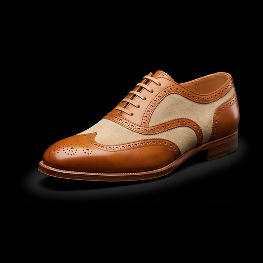 The Solofra – Brown & Beige Suede Wingtip Spectator | Leather Shoe