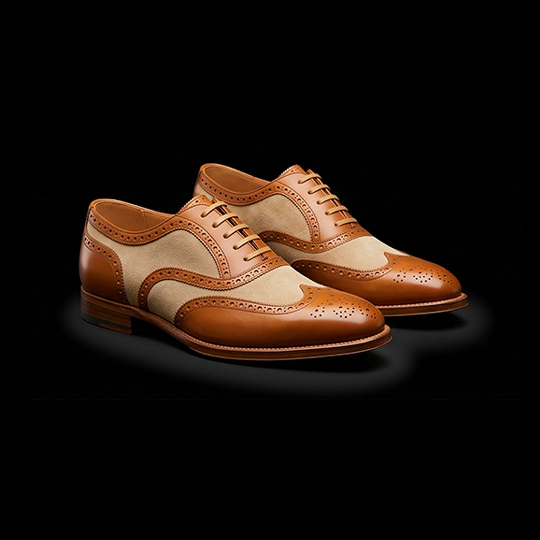 The Solofra – Brown & Beige Suede Wingtip Spectator | Leather Shoe