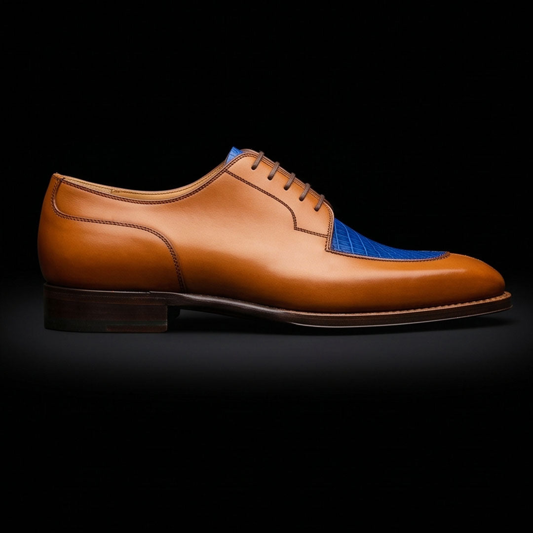 The Medallion – Brown & Blue Luxury Oxford | Leather Shoe