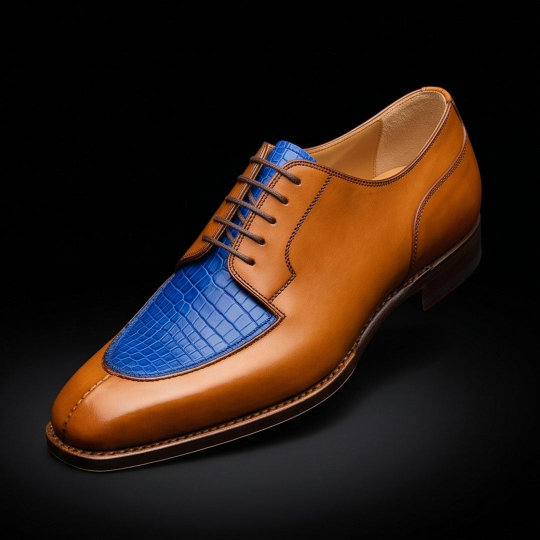 The Medallion – Brown & Blue Luxury Oxford | Leather Shoe