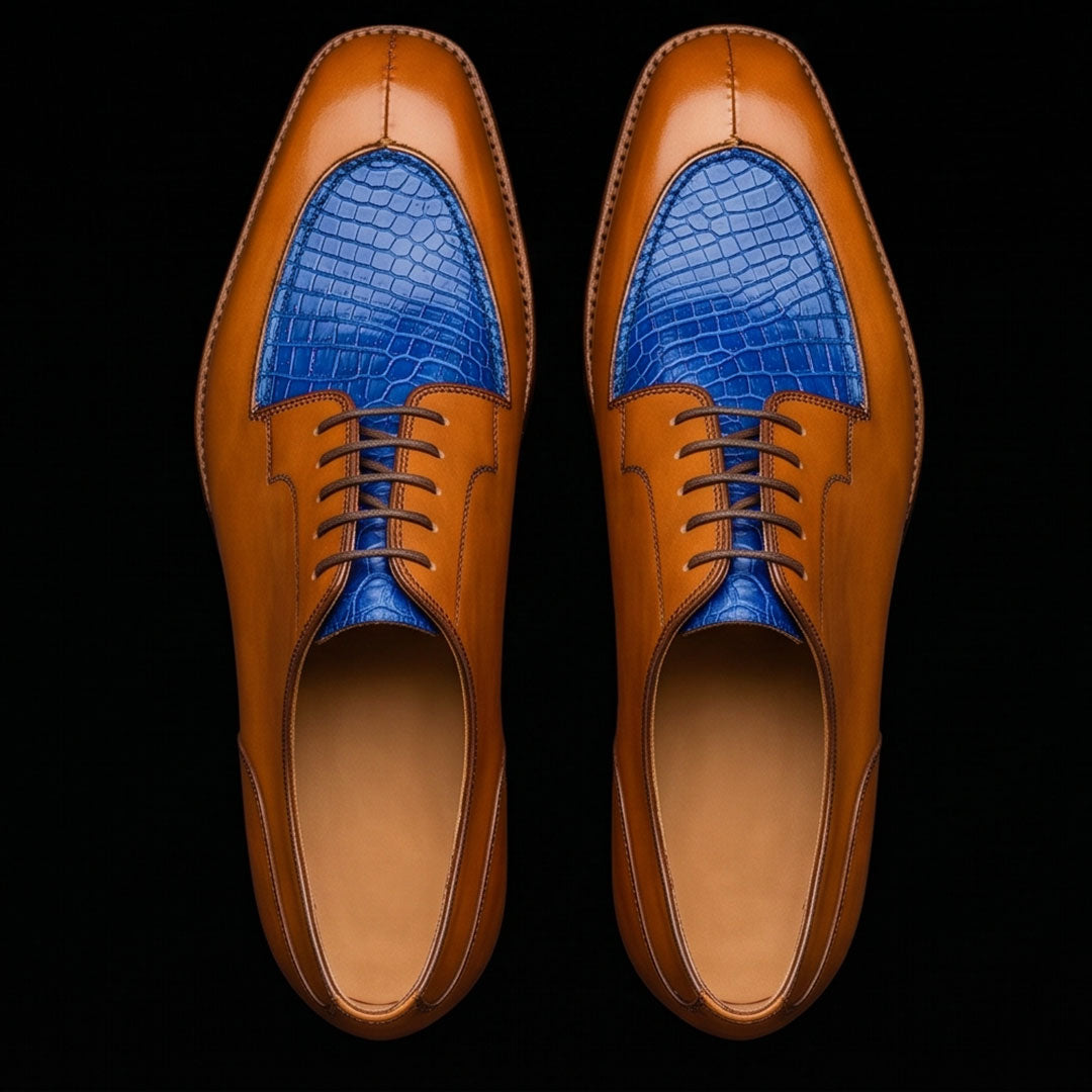 The Medallion – Brown & Blue Luxury Oxford | Leather Shoe