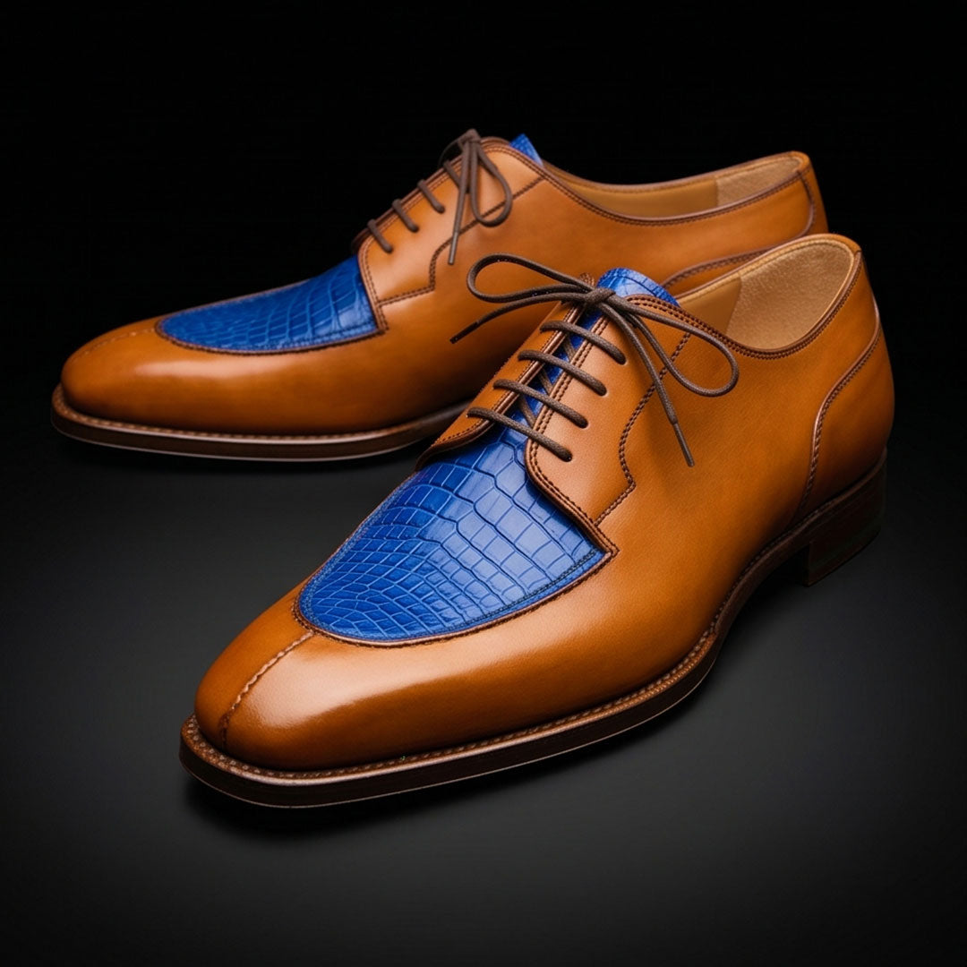 The Medallion – Brown & Blue Luxury Oxford | Leather Shoe