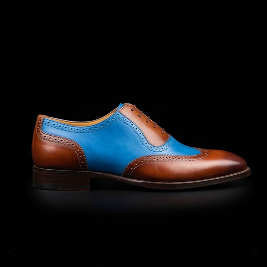 The Milan – Brown & Blue Wingtip Brogue Oxford | Leather Shoe