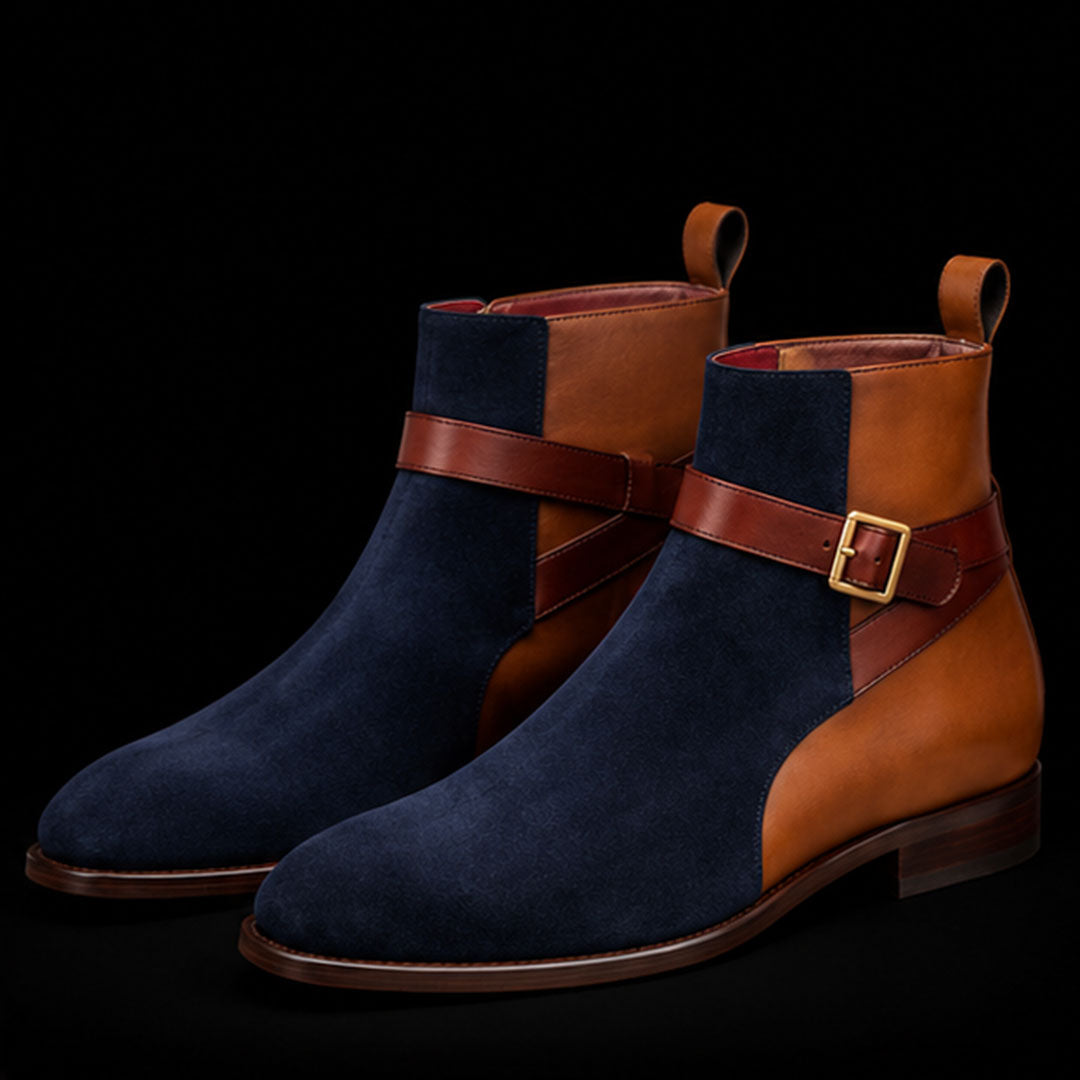 The Annonay – Brown & Blue Suede Jodhpur Boots | Leather Shoe
