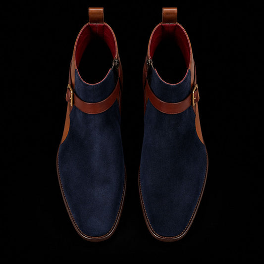 The Annonay – Brown & Blue Suede Jodhpur Boots | Leather Shoe