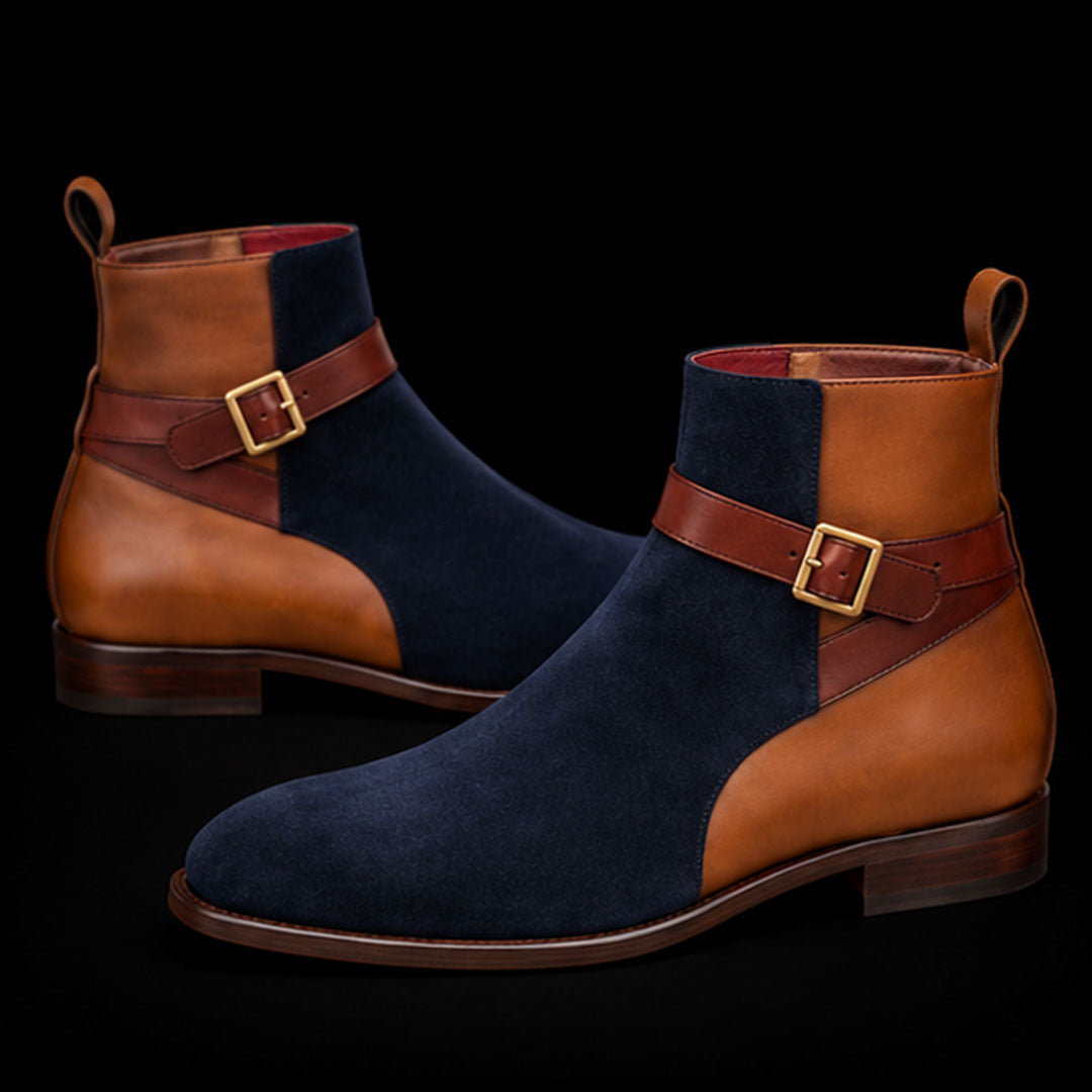 The Annonay – Brown & Blue Suede Jodhpur Boots | Leather Shoe