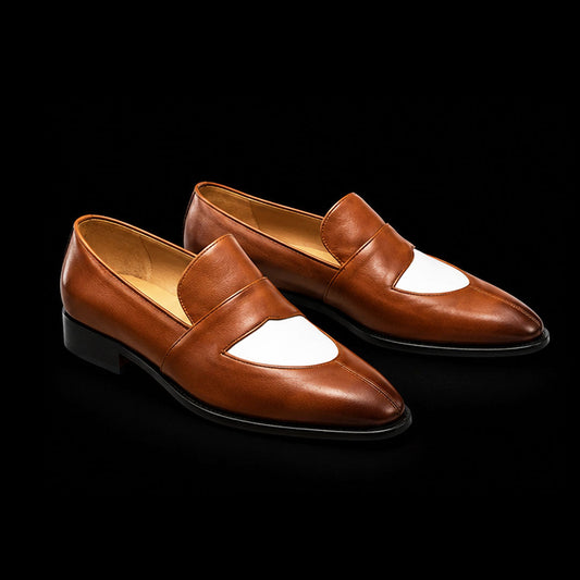 The Sovereign – Brown & White Leather Penny Loafer | Leather Shoe