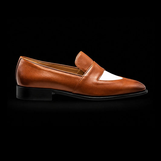 The Sovereign – Brown & White Leather Penny Loafer | Leather Shoe