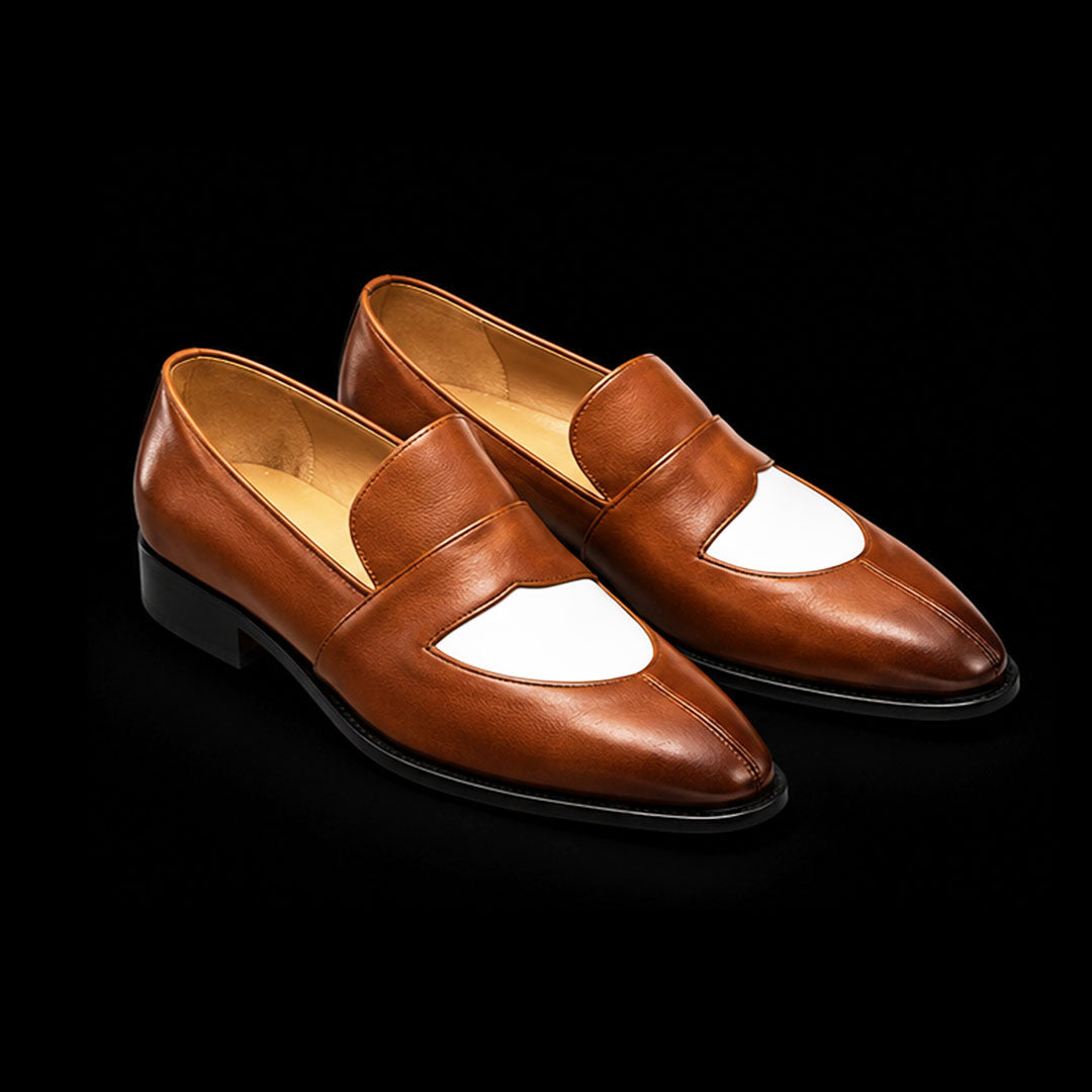 The Sovereign – Brown & White Leather Penny Loafer | Leather Shoe