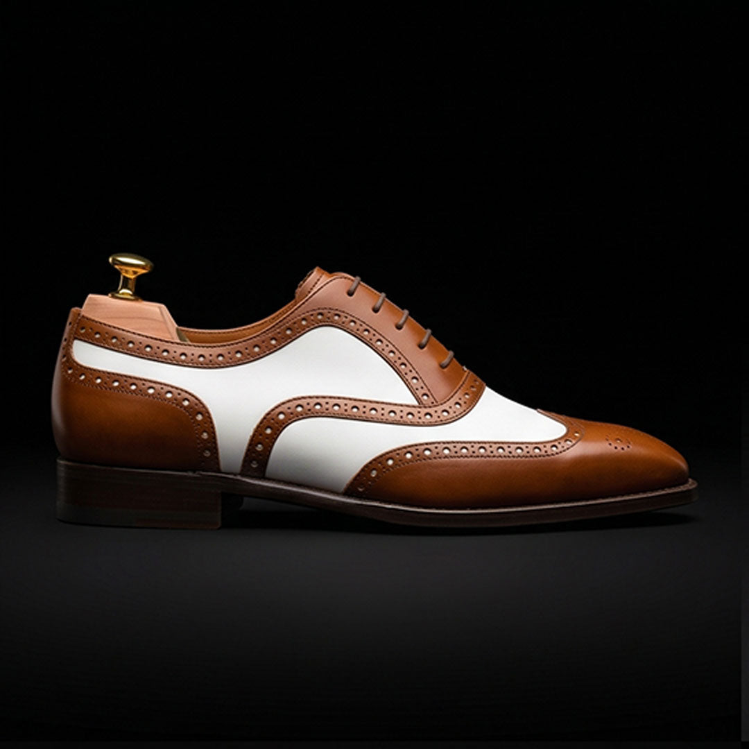 The Sienna – Brown & White Wingtip Spectator | Leather Shoe