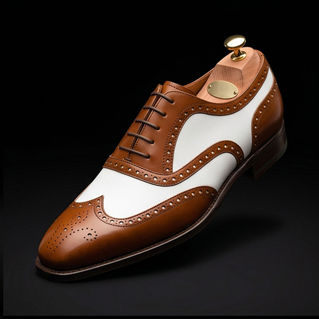 The Sienna – Brown & White Wingtip Spectator | Leather Shoe