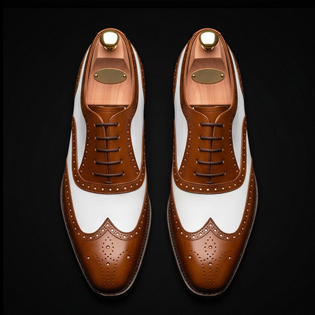 The Sienna – Brown & White Wingtip Spectator | Leather Shoe