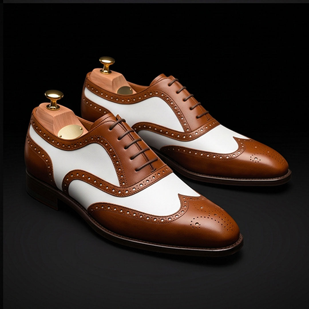 The Sienna – Brown & White Wingtip Spectator | Leather Shoe