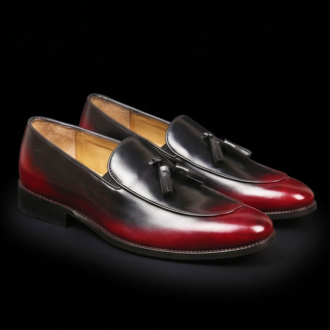 The Vicenza – Burgundy Hand-Painted Tassel Loafer | Leather Shoe