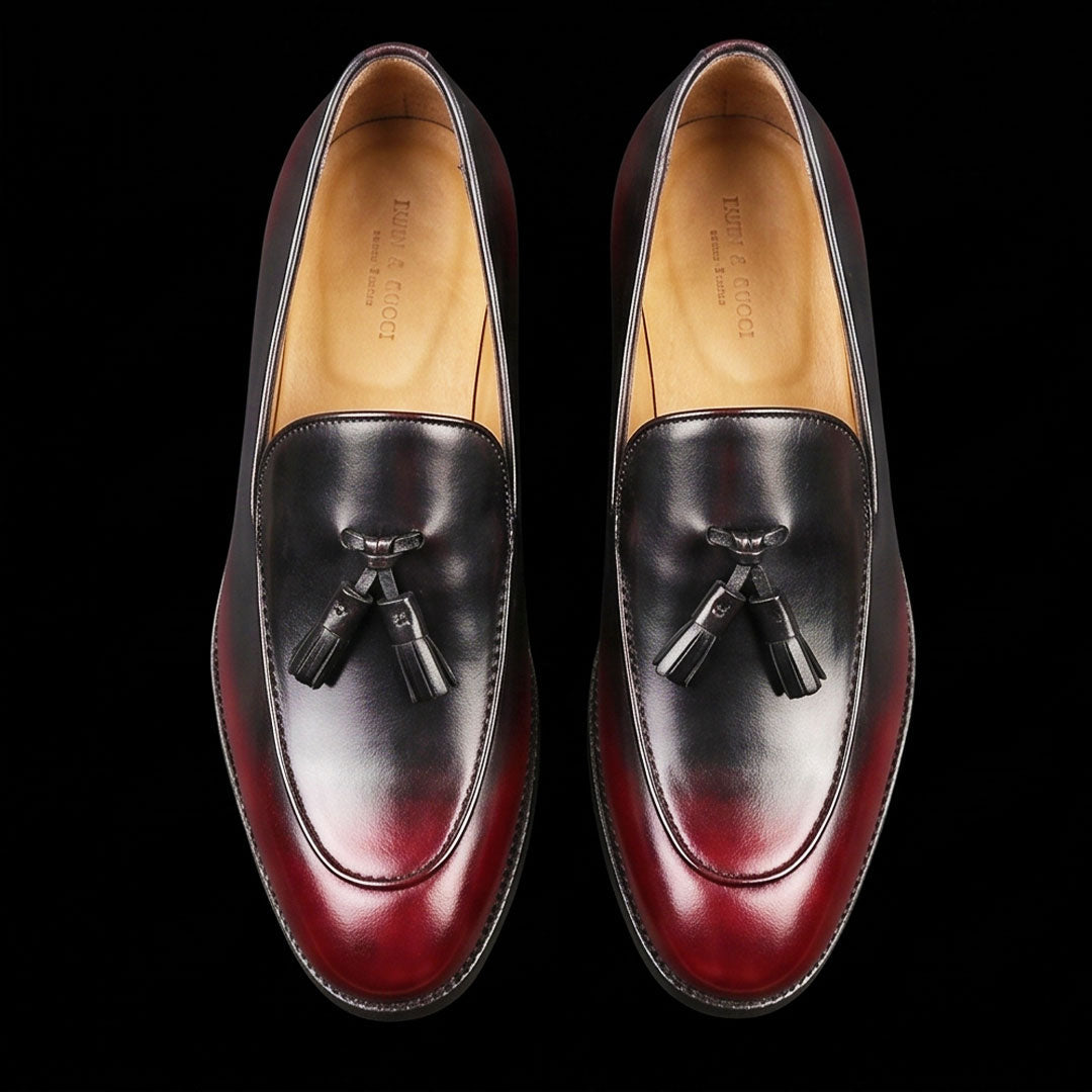 The Vicenza – Burgundy Hand-Painted Tassel Loafer | Leather Shoe