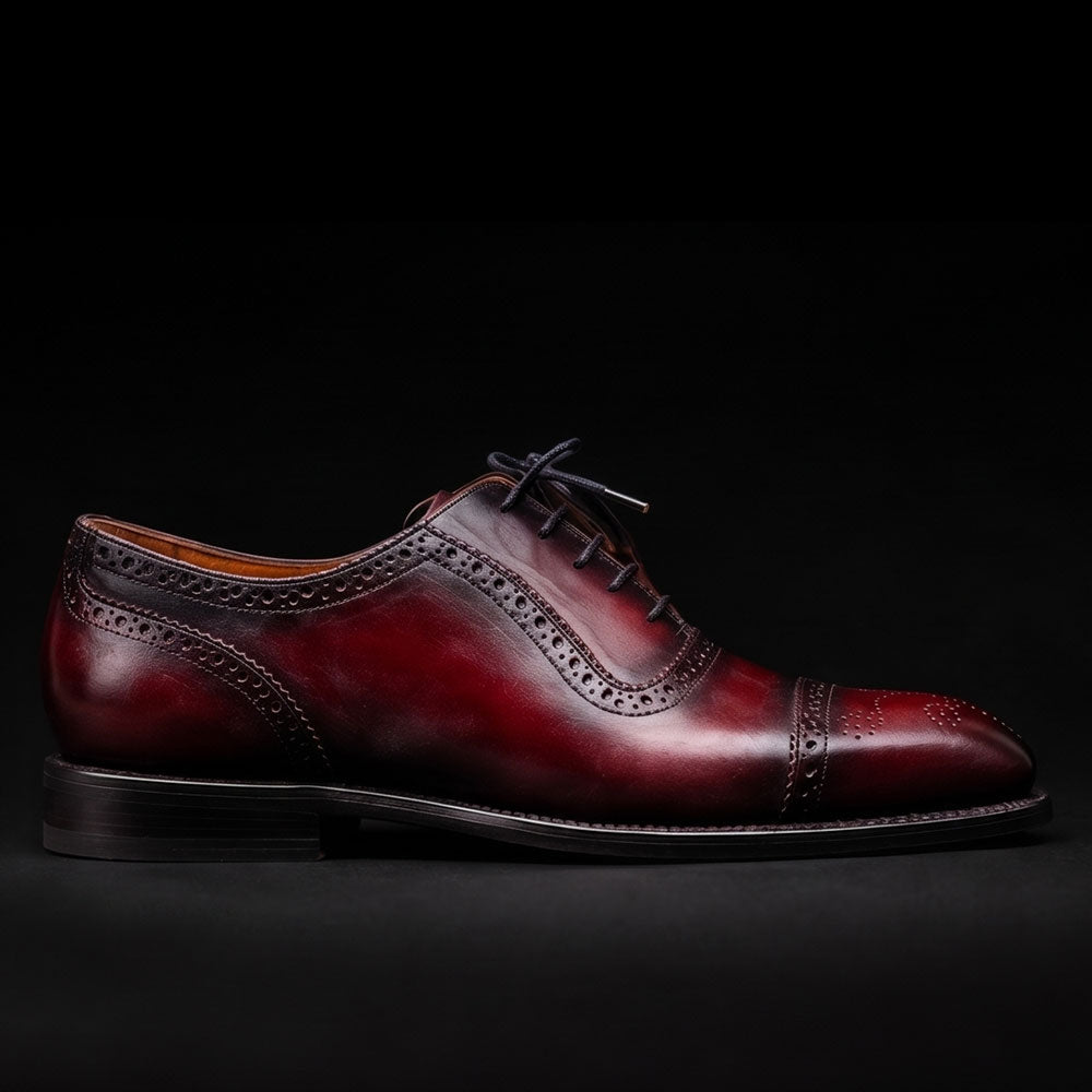 The Pewter – Burgundy Patina Calf Leather Oxford | Leather Shoe