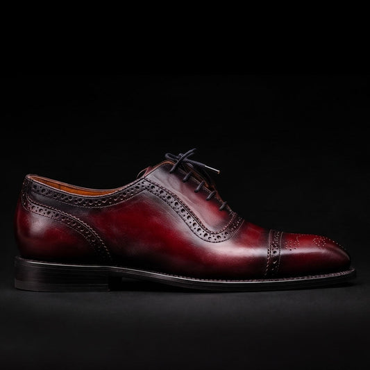 The Pewter – Burgundy Patina Calf Leather Oxford | Leather Shoe