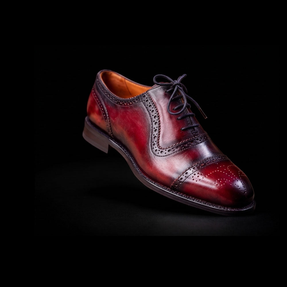 The Pewter – Burgundy Patina Calf Leather Oxford | Leather Shoe