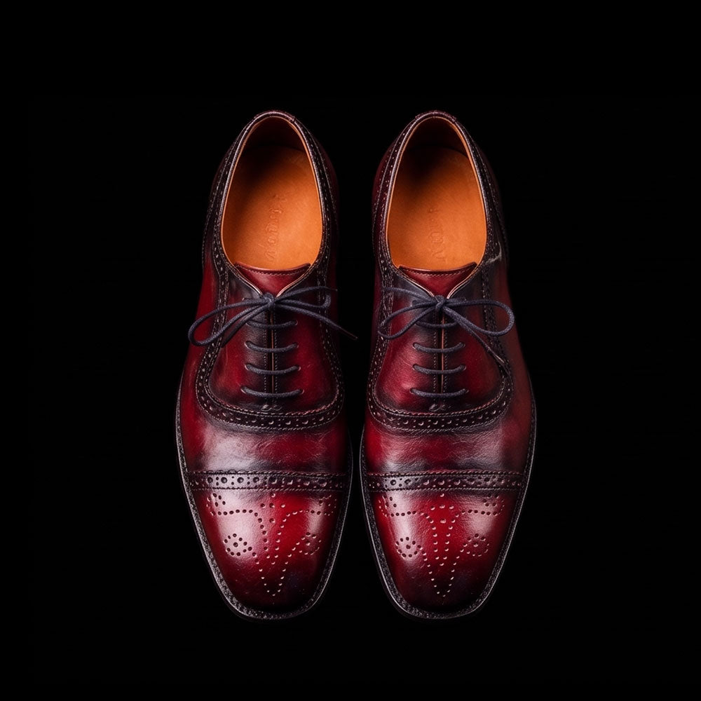 The Pewter – Burgundy Patina Calf Leather Oxford | Leather Shoe