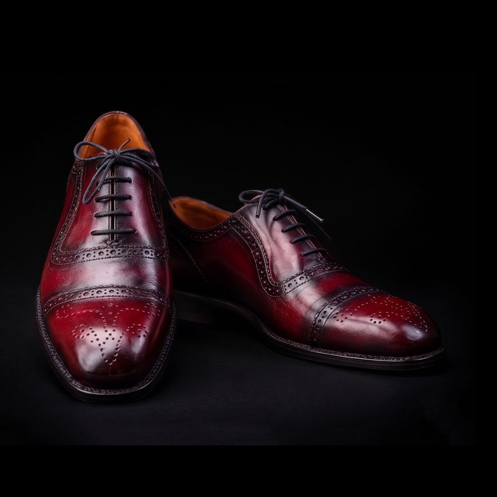 The Pewter – Burgundy Patina Calf Leather Oxford | Leather Shoe