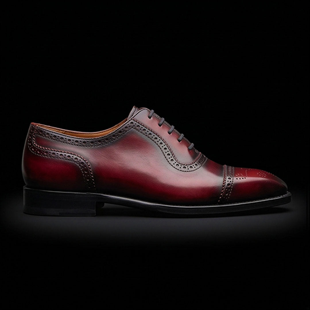 The Barktan – Burgundy & Blue Wingtip Brogue | Leather Shoe